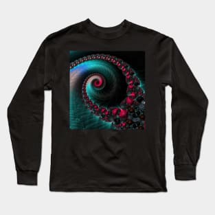 Turquoise & Fuchsia Fractal Long Sleeve T-Shirt